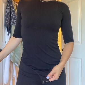 Free People mid sleeve black leotard